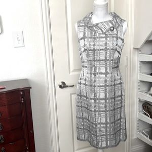 Silver size 6 Tahari dress with cowl neck. Excellent condition